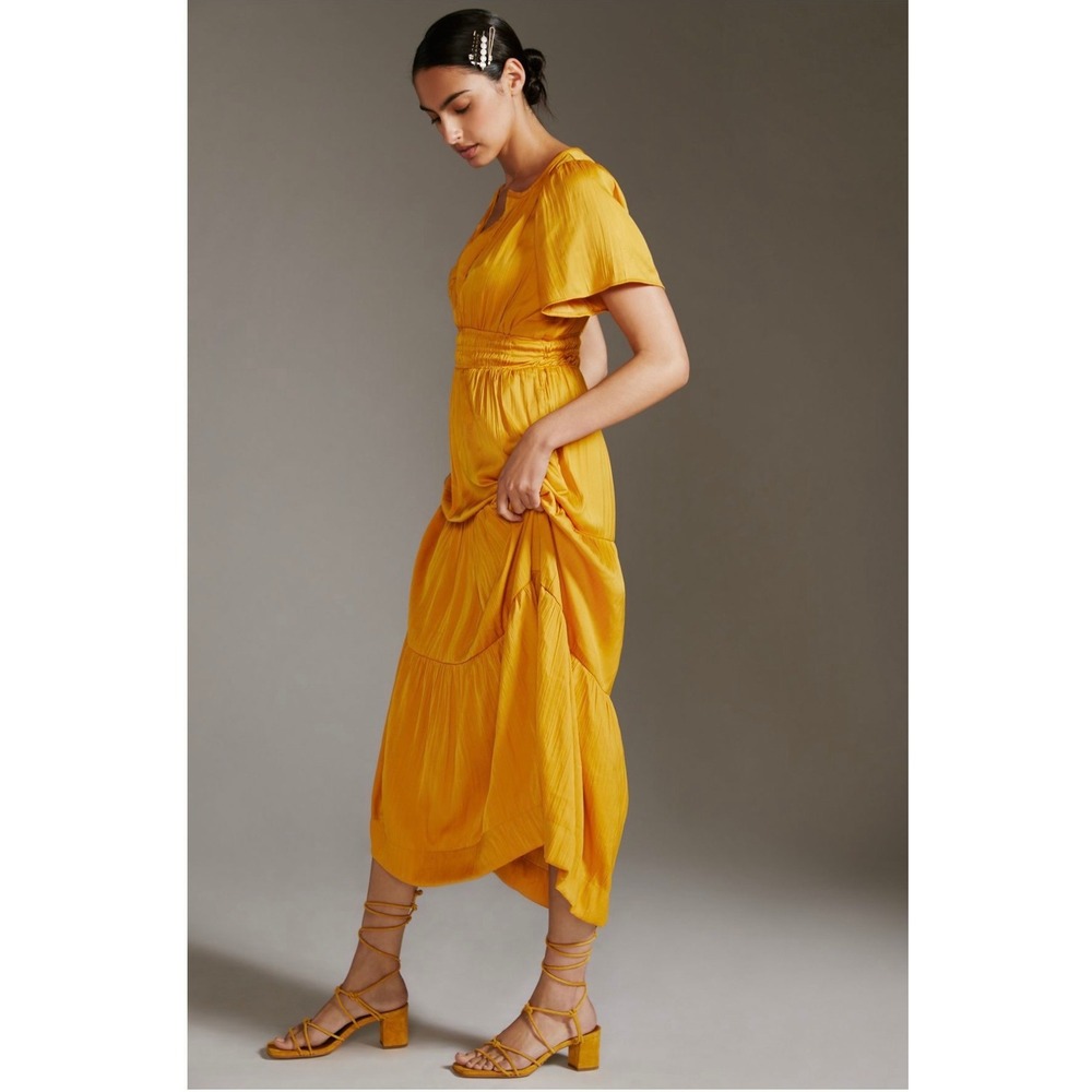 Anthropologie Somerset Maxi Dress — Mango — Size M — Silky Satin Feel - Picture 3 of 16